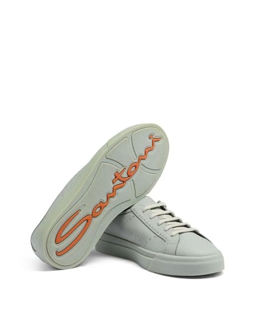Santoni Green Double Buckle Sneakers for men
