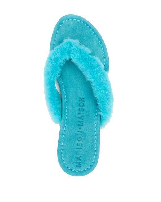 Madison Maison Blue Ivanka Artificial Fur Thong Sandal