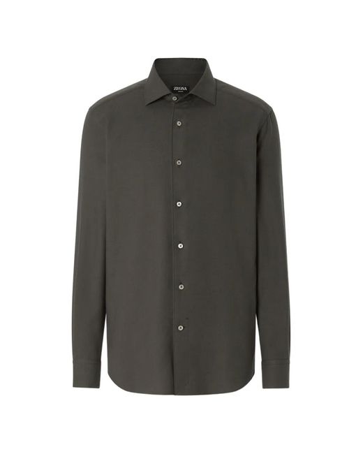 Zegna Gray Dark Cashco Shirt for men