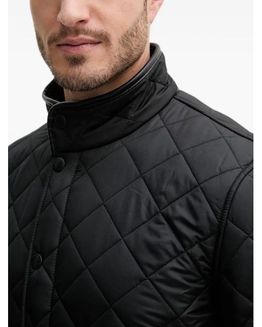 Barbour Black Powell Quilted High-Neck Jacket for men