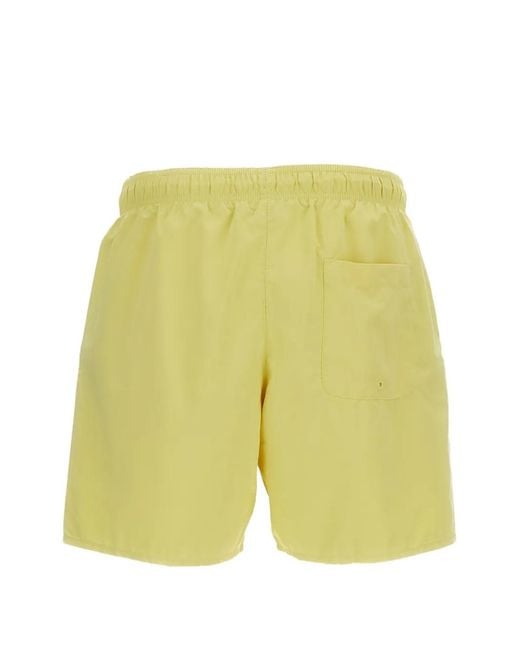Lacoste Yellow Elastic-Waist Logo-Patch Swim Shorts for men