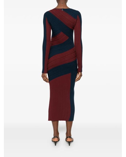 Patrizia Pepe Blue Sculptural Knitted Midi Dress