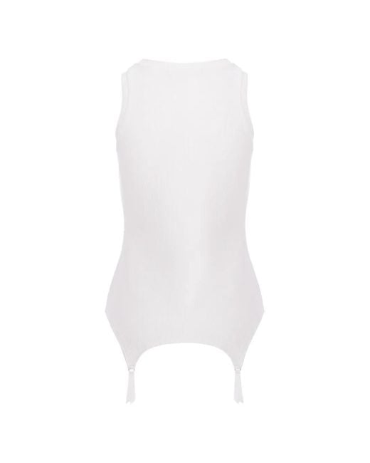 Murmur White Ribbed Garter Tank Top