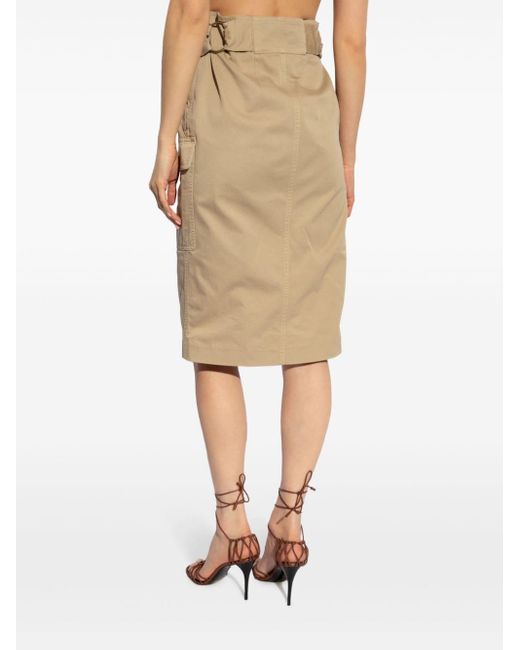 Saint Laurent Natural Belted High-waisted Skirt