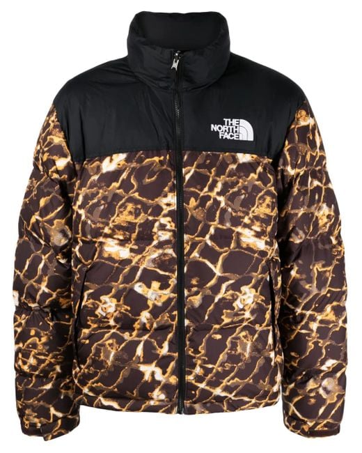 The North Face Black Abstract-Pattern Print Padded-Design Jacket for men
