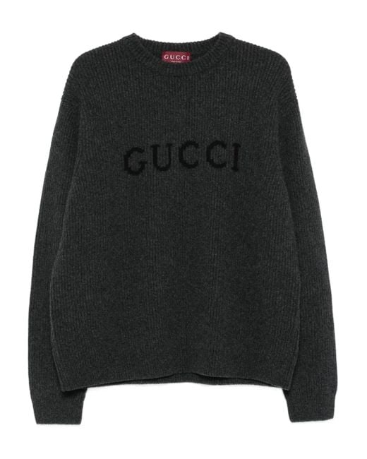 Gucci Geribbelde Trui Met Logodetail in het Black voor heren