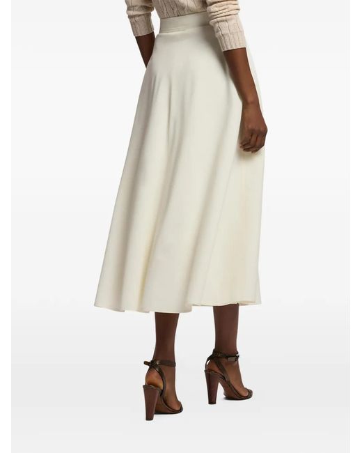 Ralph Lauren White Kenzie A-Line Midi Skirt