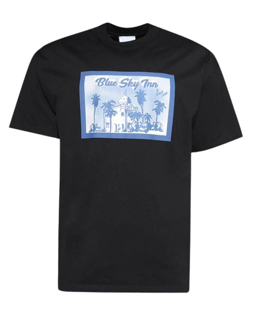 BLUE SKY INN Black Postcard T-Shirt for men