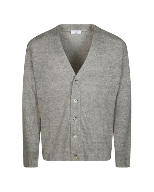 Daniele Fiesoli Gray Buttoned V-Neck Cardigan for men