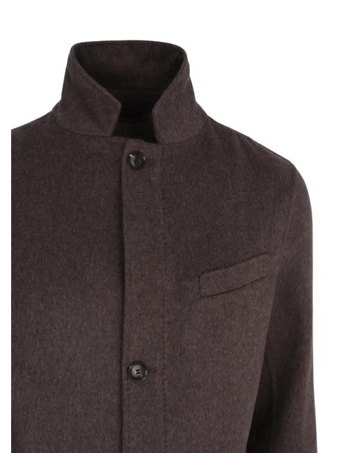 Luciano Barbera Brown High-Neck Button-Up Jacket for men