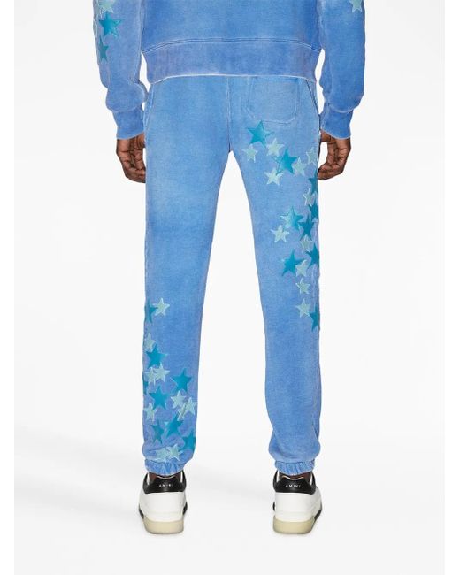 Amiri Blue Star-Patch Cotton Track Pants for men