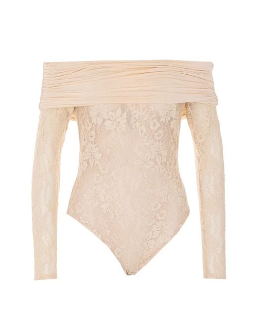 Zimmermann White Drape Lace Bodysuit