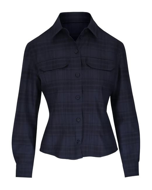 Akris Blue Kariertes Hemd mit Klappentasche