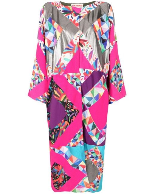 Olympiah Pink Colour-block Patchwork Cotton-blend Kimono