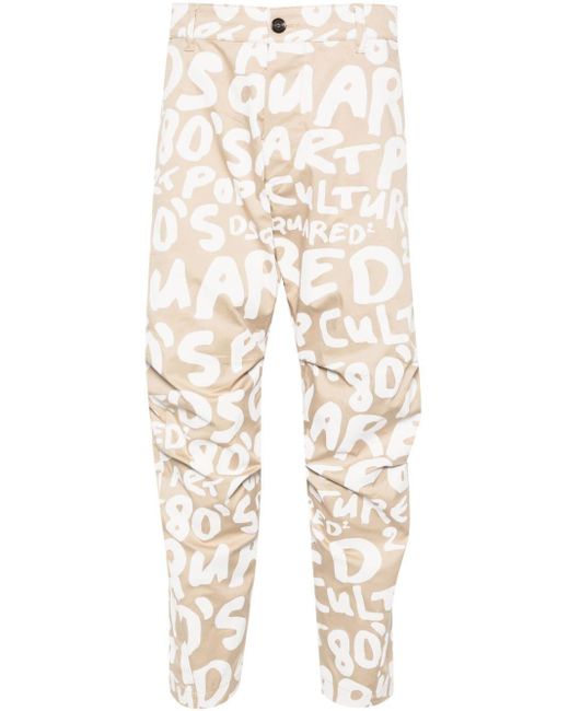 DSquared² Natural Logo-print Tapered Trousers for men