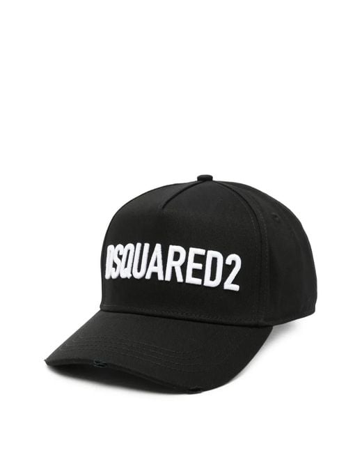 DSquared² Black Baseballkappe Im Distressed-Look