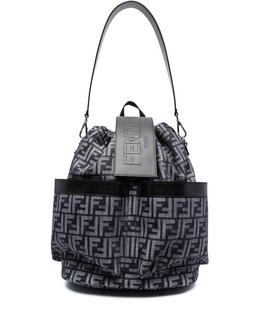 Fendi Black Monogram-pattern Backpack for men