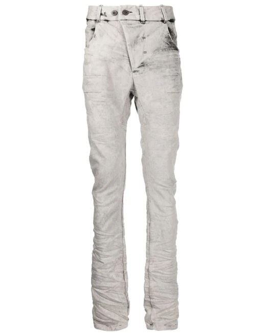 Boris Bidjan Saberi Gray Ruched Skinny-Fit Jeans for men