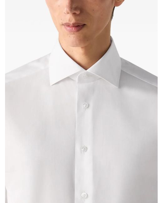 Zegna White Button-Up Cotton Shirt for men