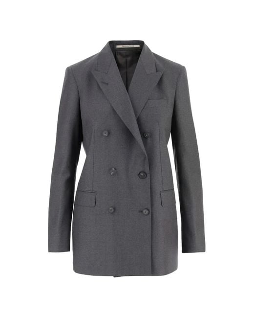 Tagliatore Gray Peaked Lapels Double-Breasted Jacket