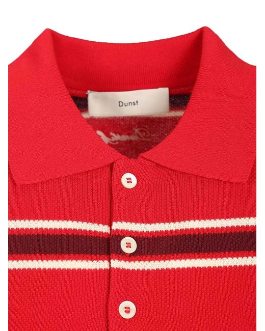 DUNST Red Striped Polo Shirt
