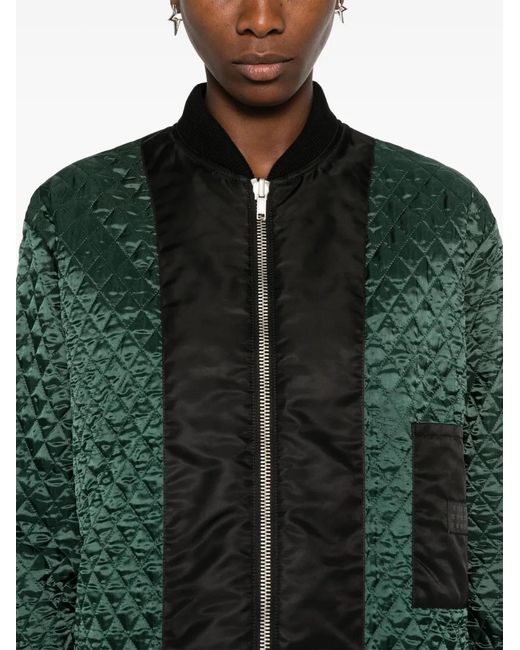 MM6 by Maison Margiela Green Long Quilted Coat With Zip