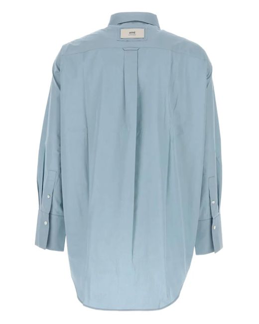 AMI Blue Poplin Button-Down Shirt for men