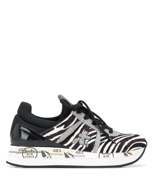 Premiata Liz Sneakers Met Zebra Print in het Black