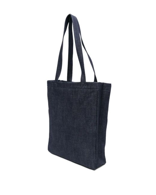 A.P.C. Blue Logo-Print Tote Bag for men