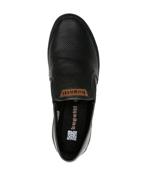Bugatti Black Crooner Perforated Leather Loafers for men