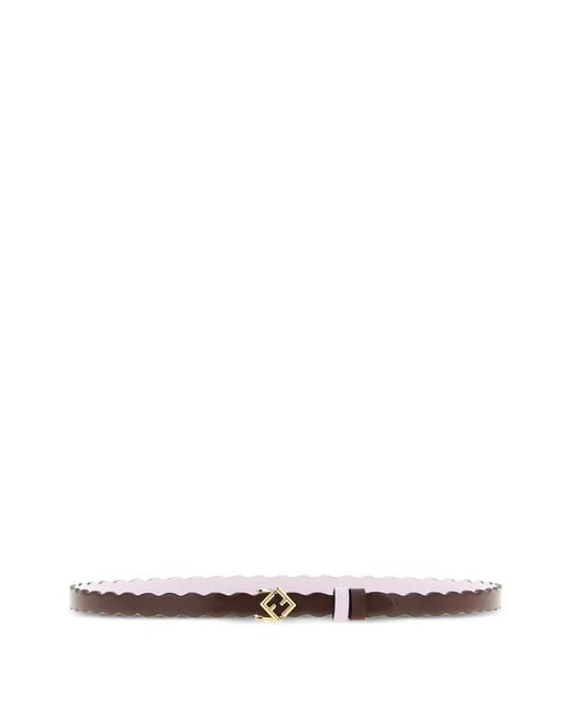 Fendi White Ff Diamonds Reversible Leather Belt