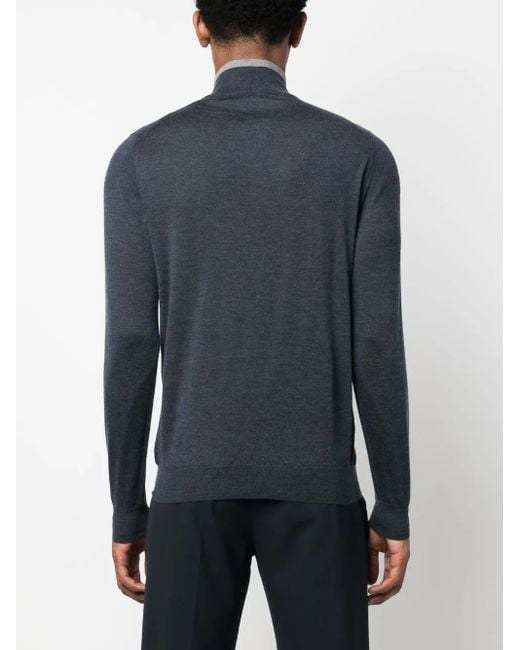 Fedeli Blue Favonio Half-Zip Jumper for men