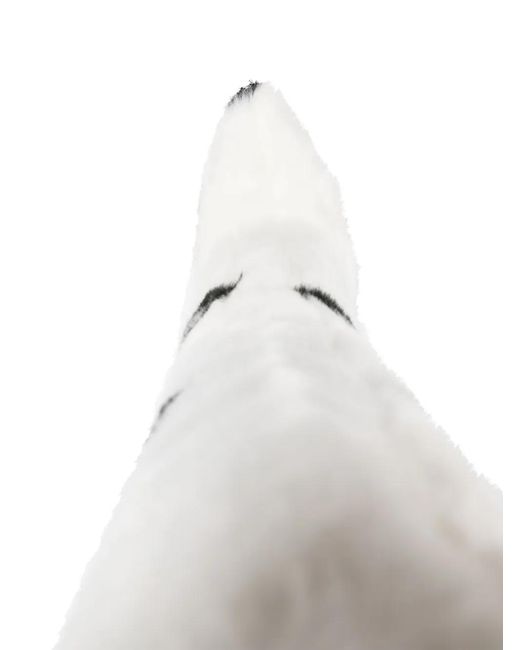 Gcds White 110Mm Faux-Fur Logo-Print Boots