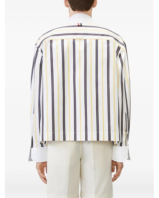 Thom Browne White Repp Striped Poplin Shirt for men