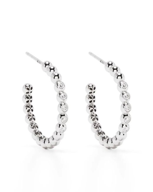 Pendientes de aro Bohemia grandes en oro blanco de 18 ct con diamantes Pragnell de color Metallic