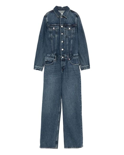 Agolde Blue Buttoned Denim Jumpsuit