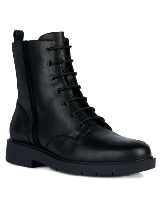 Geox Black Spherica Ec1 Lace-Up Zip Boots