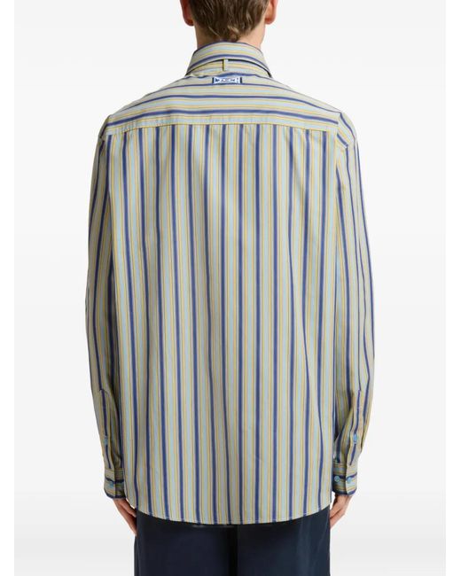 Marni Blue Poplin Shirt With Neck Strap for men