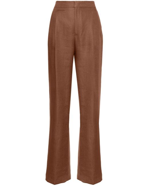 Pantalon droit à détail de plis Tagliatore en coloris Brown