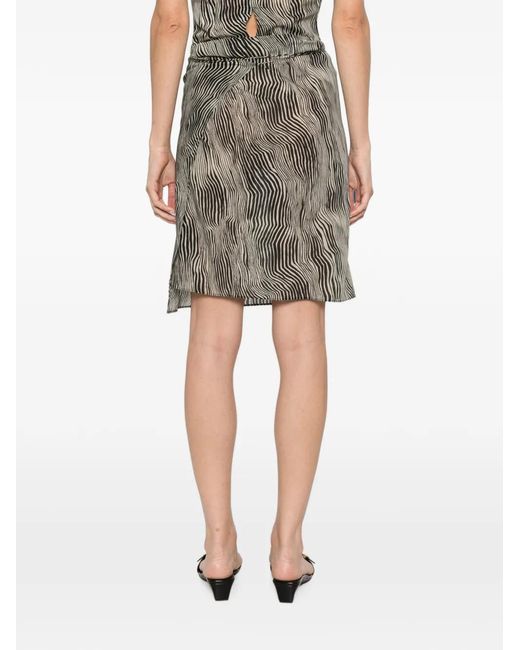 St. Agni Gray Savannah Zebra-Pattern Wrap Mini Skirt