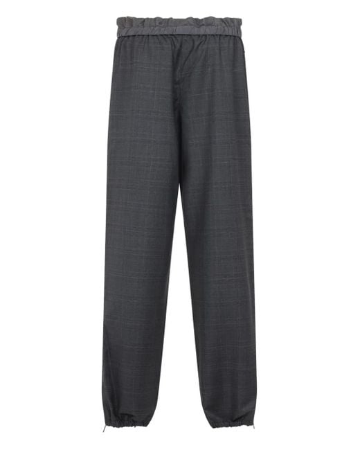 Miu Miu Gray Checked Elasticated-Waist Track Pants