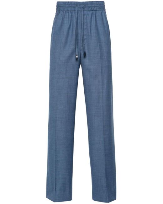 Brioni Blue Tapered Wool Trousers for men