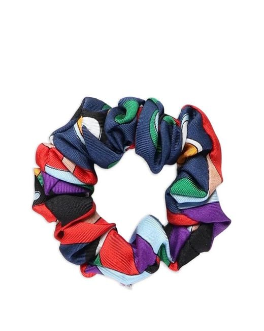 Emilio Pucci Blue Fontane-Print Scrunchie