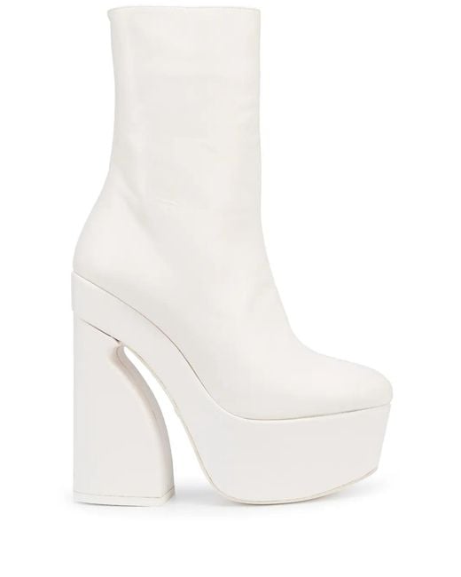 Giambattista Valli White Platform Calf-high Leather Boots