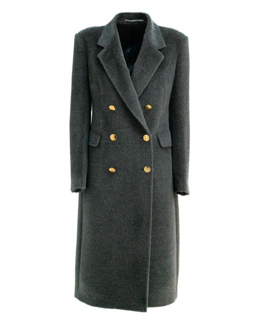 Tagliatore Black Double-Breasted Button Coat