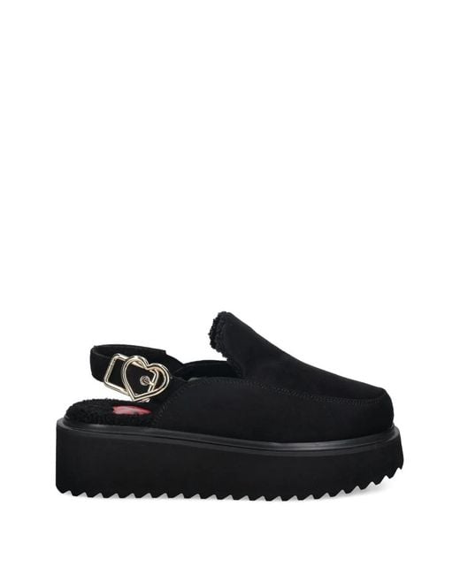 Love Moschino Black Mules Plateforme À Boucle Cœur