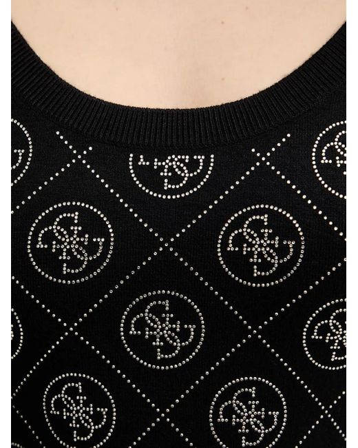 Guess Black 4G Rhinestone-Embellished Mini Dress