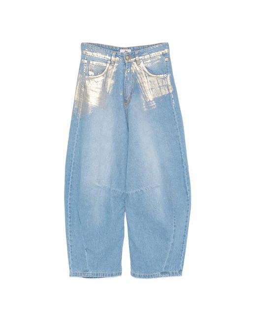 Marc Ellis Blue Metallic-Effect Jeans