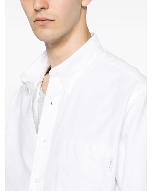 AMISH White Button-Down Chest-Pocket Shirt for men