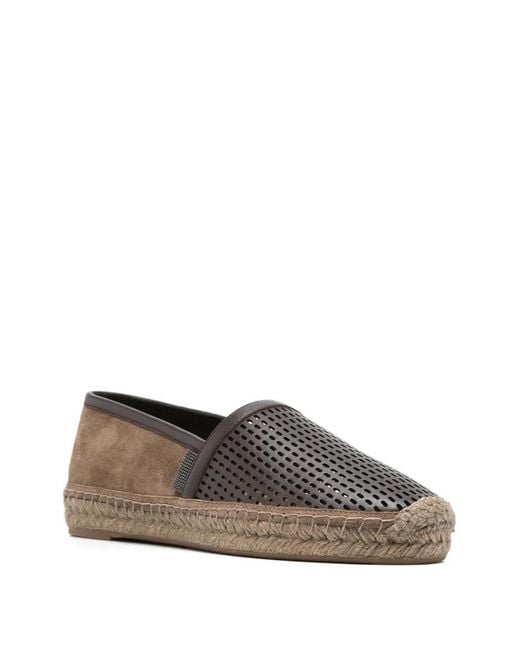 Brunello Cucinelli Brown Perforated Espadrilles